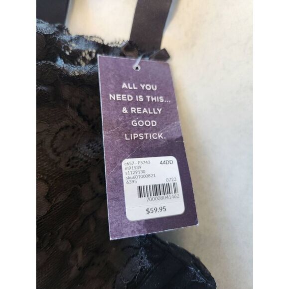 NWT Cacique Lightly Lined French Balconette Bra Black 44DD - Picture 3 of 6